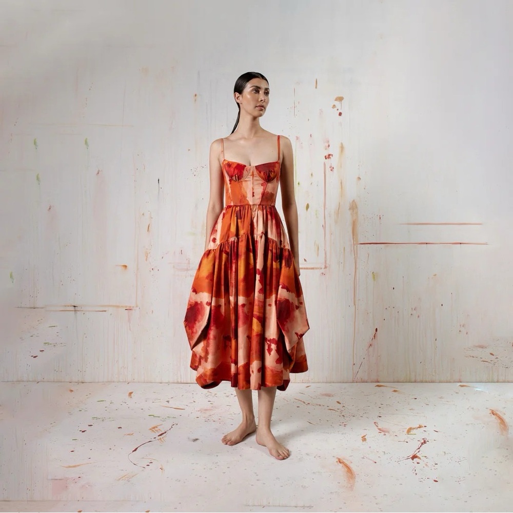 María Elena Villamil - party Elegant Orange Dress